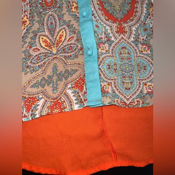 Ryu Paisley Printed Front Sleeveless Boho Top Size Small EUC - Picture 2 of 7